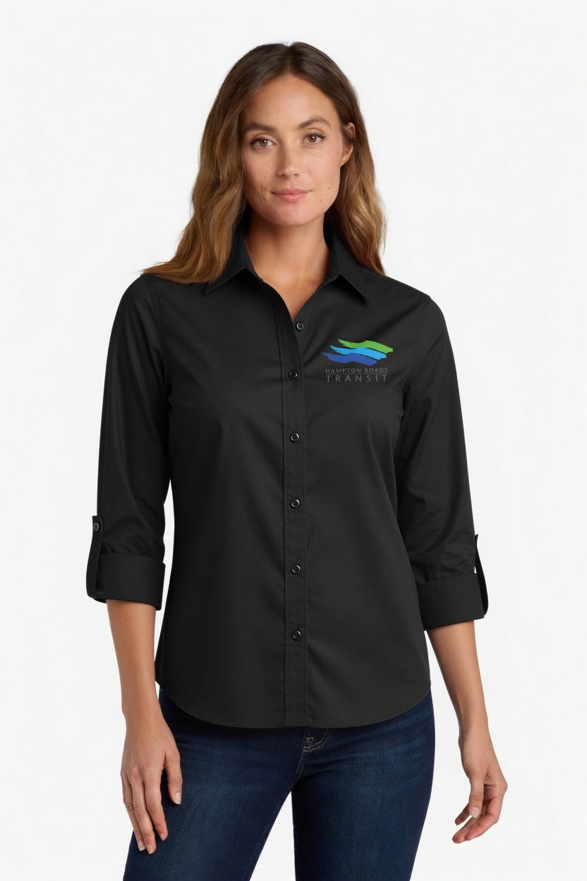 LW102 Port Authority® Women's 3/4-Sleeve Carefree Poplin Shirt